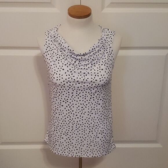 41 Hawthorn Annie SL Cowl Neck‎ Blouse Shell Polka Dot White and Black Size XS - Picture 1 of 4